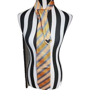 Villa Bolgheri Italia Orange Blue‎ men's tie 100% Silk Classic in Italy V